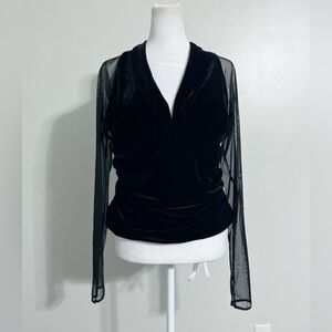 IS Collection Vintage Velvet Long Sleeve Cocktail Top